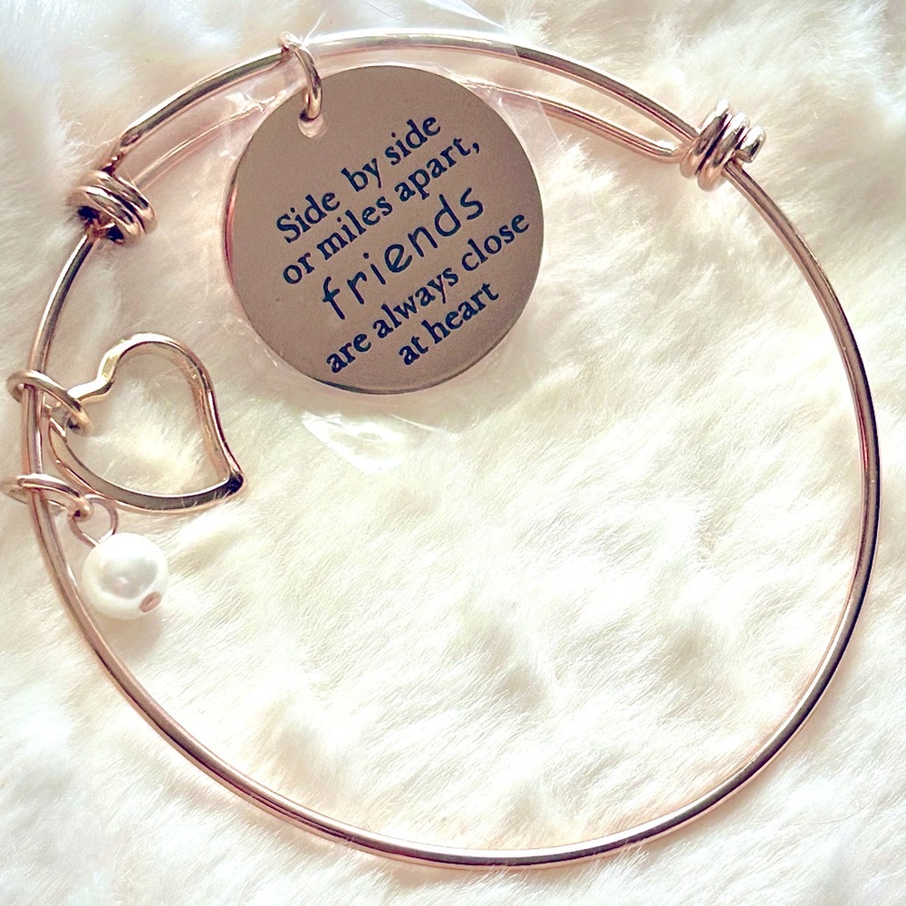 NWOT Jude Jewelers Stainless Steel Rose Gold Tone Adjustable Bangle Bracelet